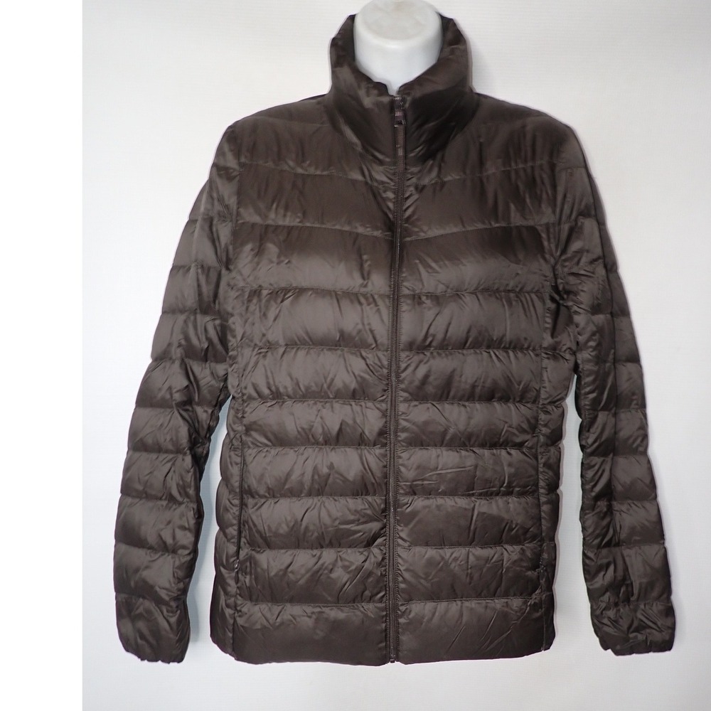 Uniqlo Women's Ultra Light Down Puffer Jacket Brown Size L packable Winter Warm